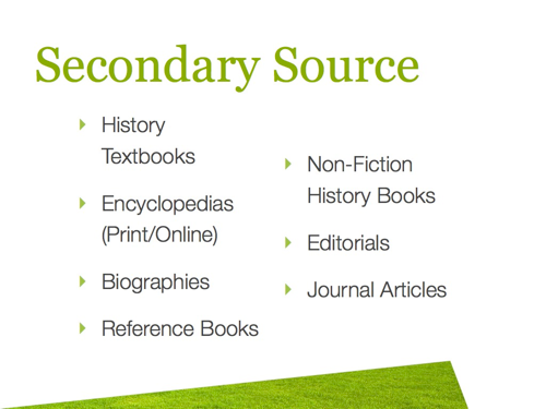 is a book report a primary or secondary source